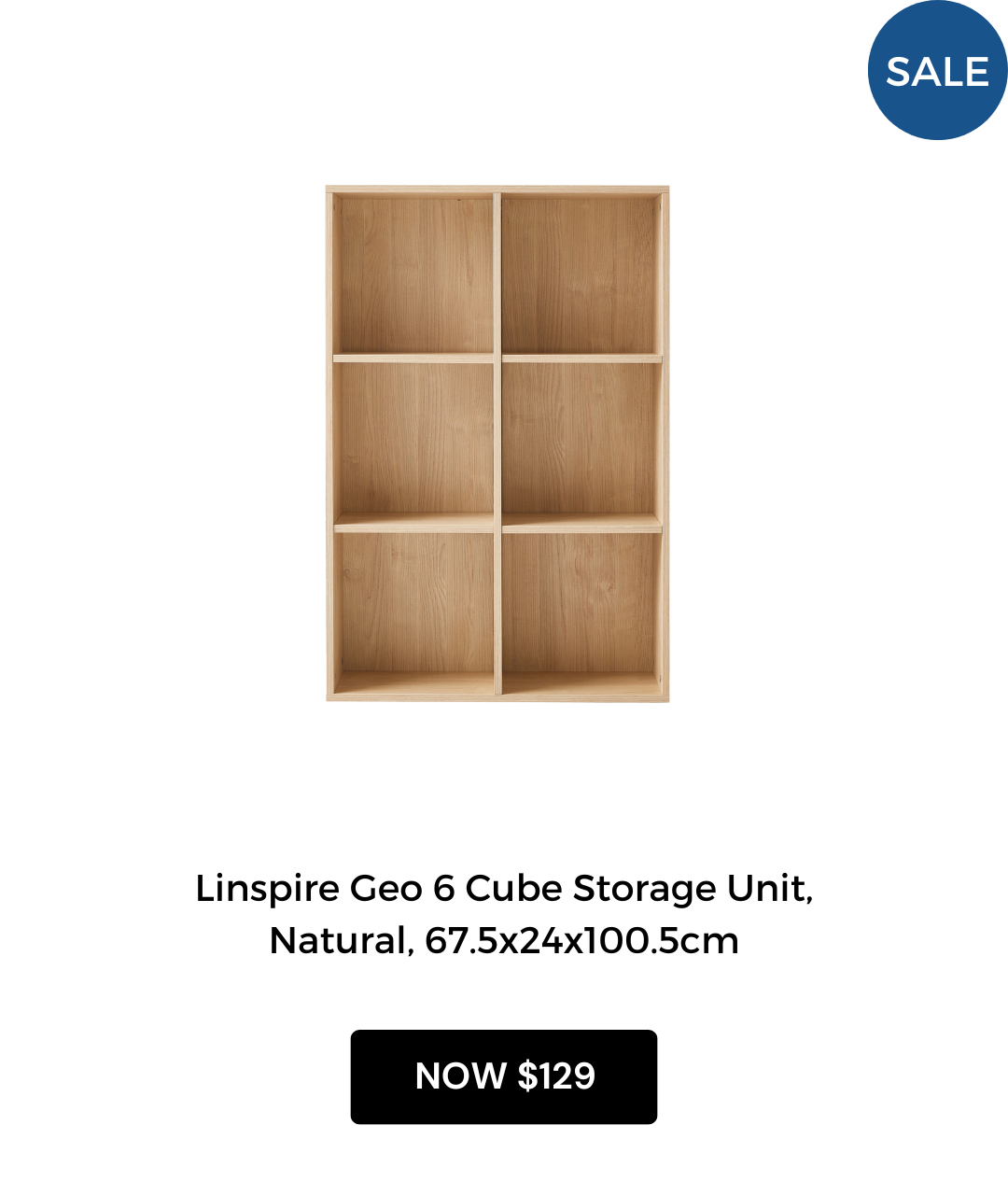 Linspire Geo 6 Cube Storage Unit, Natural